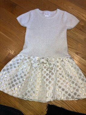 HEIRLOOM BY POLLY FLINDERS Sparkle Polka Dot Girls Dress - Ivory & Gold